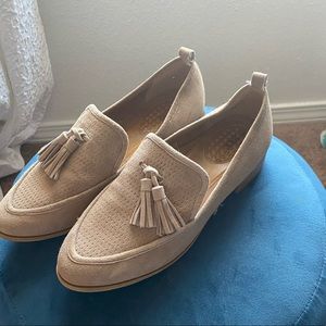 Beige Leather Flats